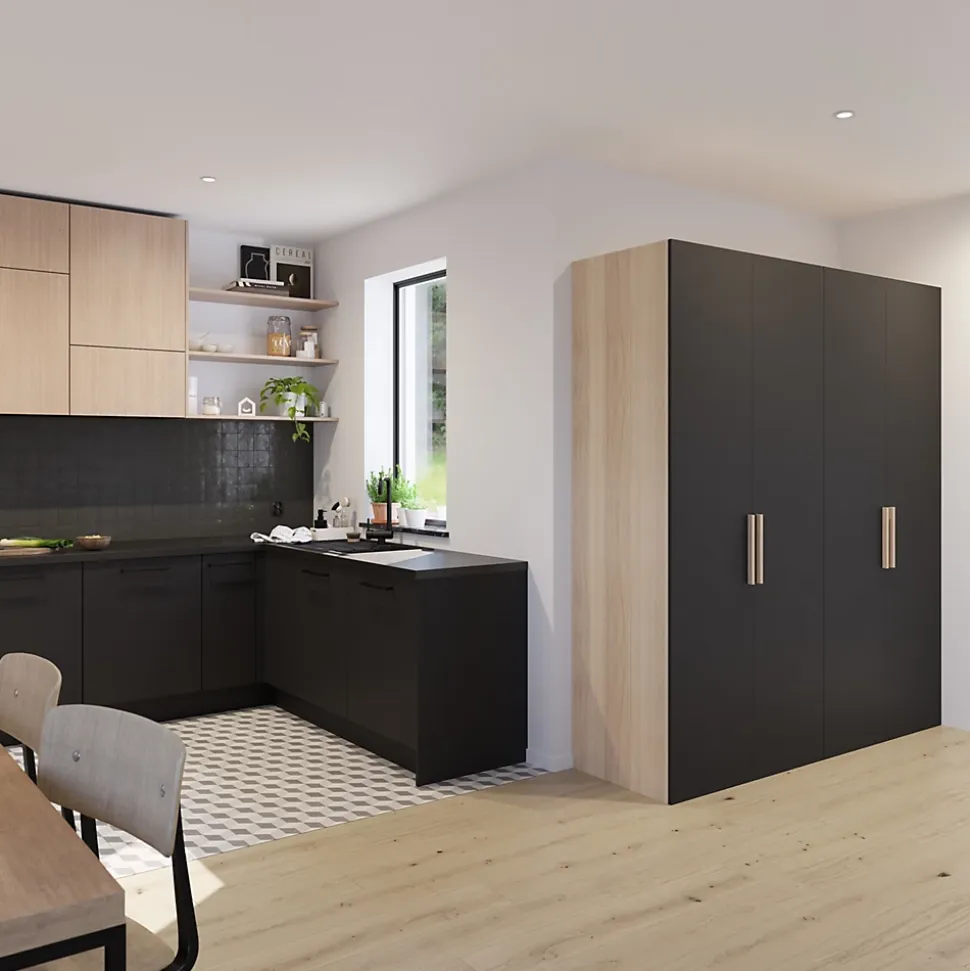 Porte battante noir GoodHome Atomia H. 187,2 x L. 49,7 cm