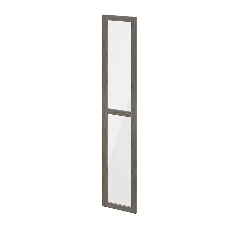 Porte battante verre transparent effet chêne grisé GoodHome Atomia H. 187,2 x L. 37,2 cm