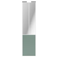 Porte de placard coulissante atelier vert de gris profil blanc GoodHome Arius H. 248,5 x L. 61.2 cm + amortisseurs