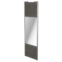 Porte de placard coulissante avec miroir gris antique profil gris GoodHome Arius H. 248,5 x L. 77.2 cm + amortisseurs