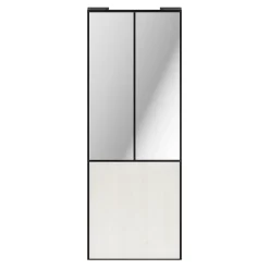 Porte de placard coulissante atelier bois nordique profil noir GoodHome Arius H. 248,5 x L. 91.2 cm + amortisseurs