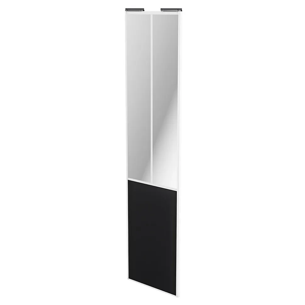 Porte de placard coulissante atelier noir mat profil blanc GoodHome Arius H. 248,5 x L. 61.2 cm + amortisseurs