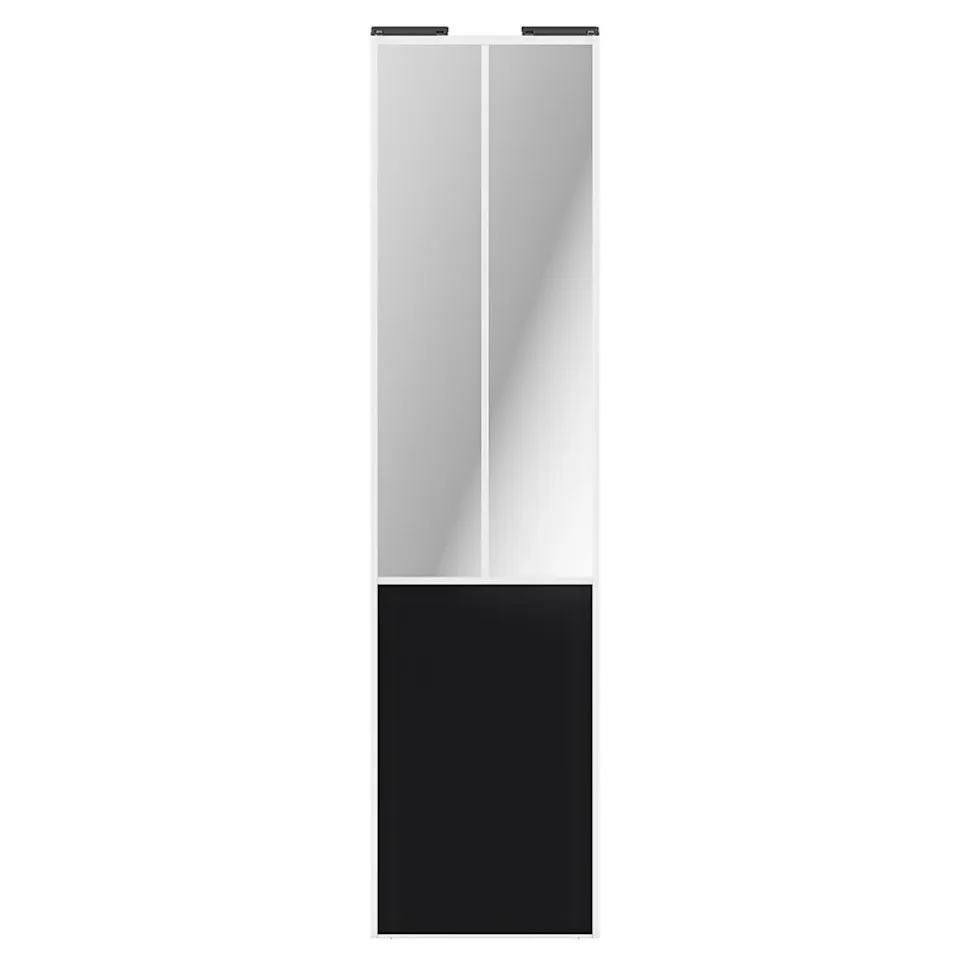 Porte de placard coulissante atelier noir mat profil blanc GoodHome Arius H. 248,5 x L. 61.2 cm + amortisseurs
