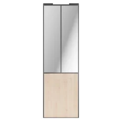Porte de placard coulissante atelier effet chêne clair profil gris GoodHome Arius H. 248,5 x L. 76.2 cm + amortisseurs