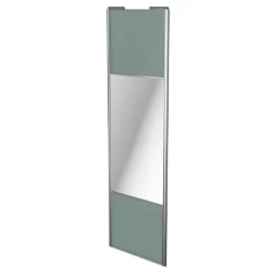 Porte de placard coulissante avec miroir vert de gris profil gris GoodHome Arius H. 248,5 x L. 92.2 cm + amortisseurs