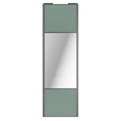Porte de placard coulissante avec miroir vert de gris profil gris GoodHome Arius H. 248,5 x L. 92.2 cm + amortisseurs
