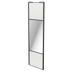 Porte de placard coulissante avec miroir blanc brillant profil noir GoodHome Arius H. 248,5 x L. 77.2 cm + amortisseurs
