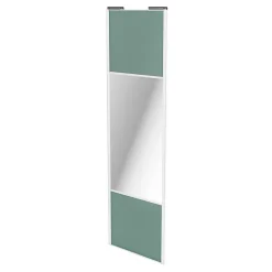 Porte de placard coulissante avec miroir vert de gris profil blanc GoodHome Arius H. 248,5 x L. 77.2 cm + amortisseurs