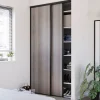 Porte de placard coulissante effet chêne grisé profil noir GoodHome Arius H. 248,5 x L. 77.2 cm + amortisseurs