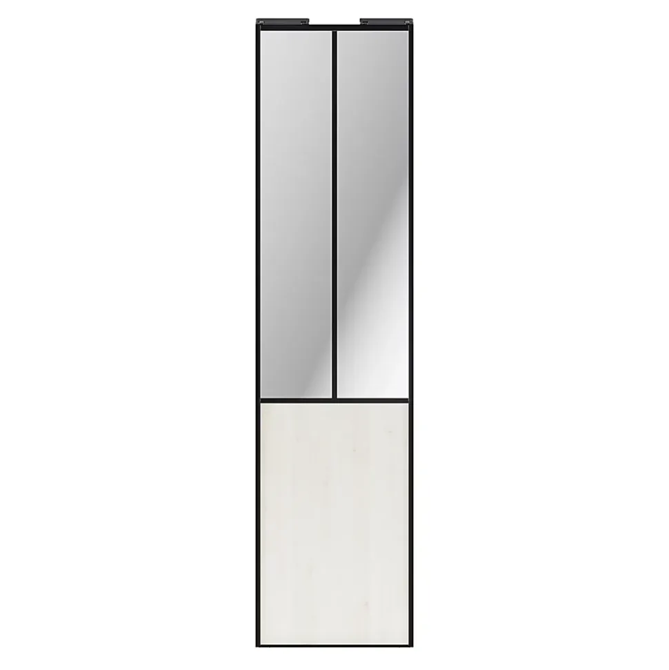 Porte de placard coulissante atelier bois nordique profil noir GoodHome Arius H. 248,5 x L. 61.2 cm + amortisseurs