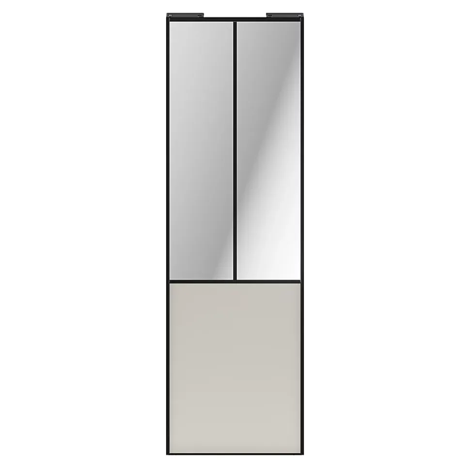 Porte de placard coulissante atelier gris clair mat profil noir GoodHome Arius H. 248,5 x L. 76.2 cm + amortisseurs