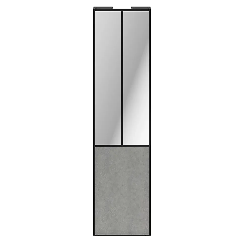 Porte de placard coulissante atelier béton profil noir GoodHome Arius H. 248,5 x L. 61.2 cm + amortisseurs