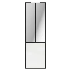 Porte de placard coulissante atelier blanc brillant profil noir GoodHome Arius H. 248,5 x L. 76.2 cm + amortisseurs