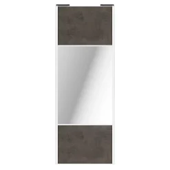 Porte de placard coulissante avec miroir gris antique profil blanc GoodHome Arius H. 248,5 x L. 92.2 cm + amortisseurs