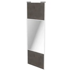 Porte de placard coulissante avec miroir gris antique profil blanc GoodHome Arius H. 248,5 x L. 92.2 cm + amortisseurs