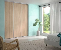 Porte de placard coulissantes imitation chêne brut 180 x 250 cm vendue par 3 pièces