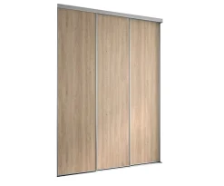 Porte de placard coulissantes imitation chêne brut 180 x 250 cm vendue par 3 pièces