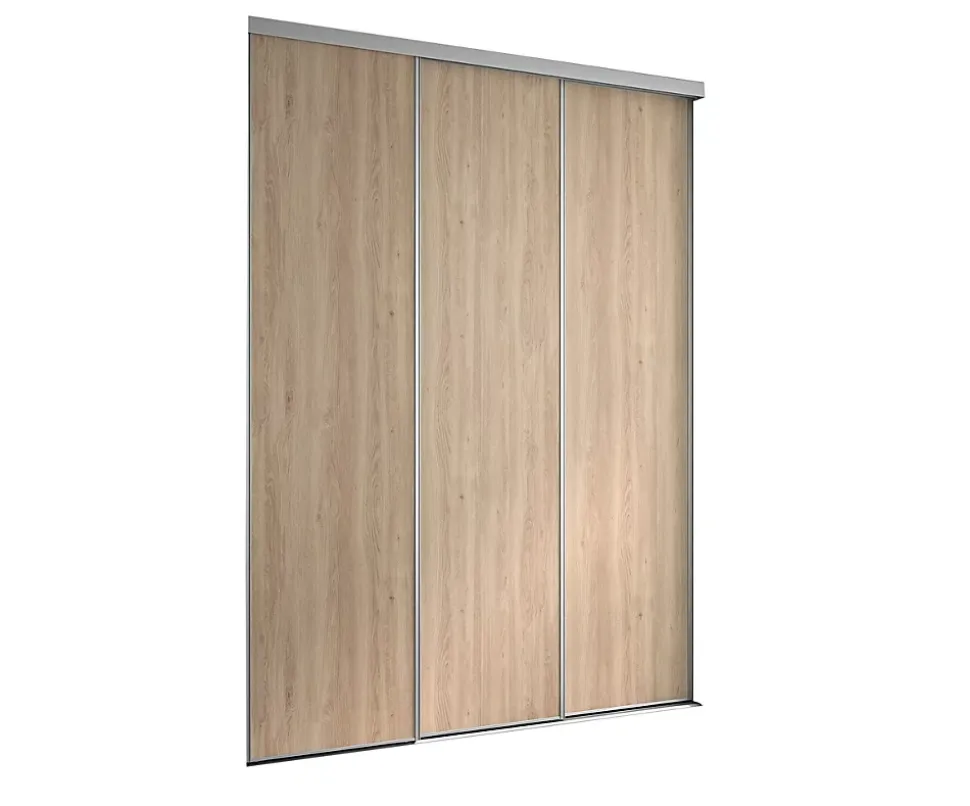 Porte de placard coulissantes imitation chêne brut 180 x 250 cm vendue par 3 pièces