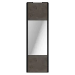Porte de placard coulissante avec miroir gris antique profil noir GoodHome Arius H. 248,5 x L. 77.2 cm + amortisseurs