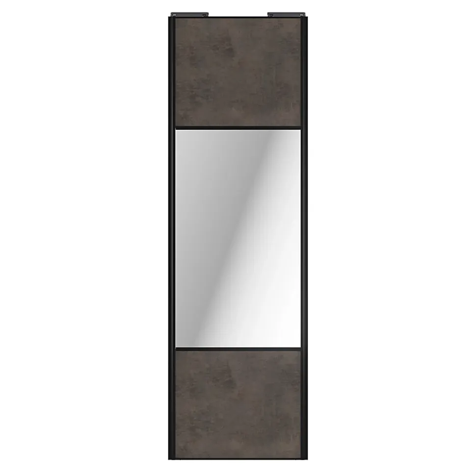 Porte de placard coulissante avec miroir gris antique profil noir GoodHome Arius H. 248,5 x L. 77.2 cm + amortisseurs