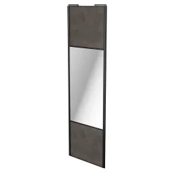 Porte de placard coulissante avec miroir gris antique profil noir GoodHome Arius H. 248,5 x L. 77.2 cm + amortisseurs