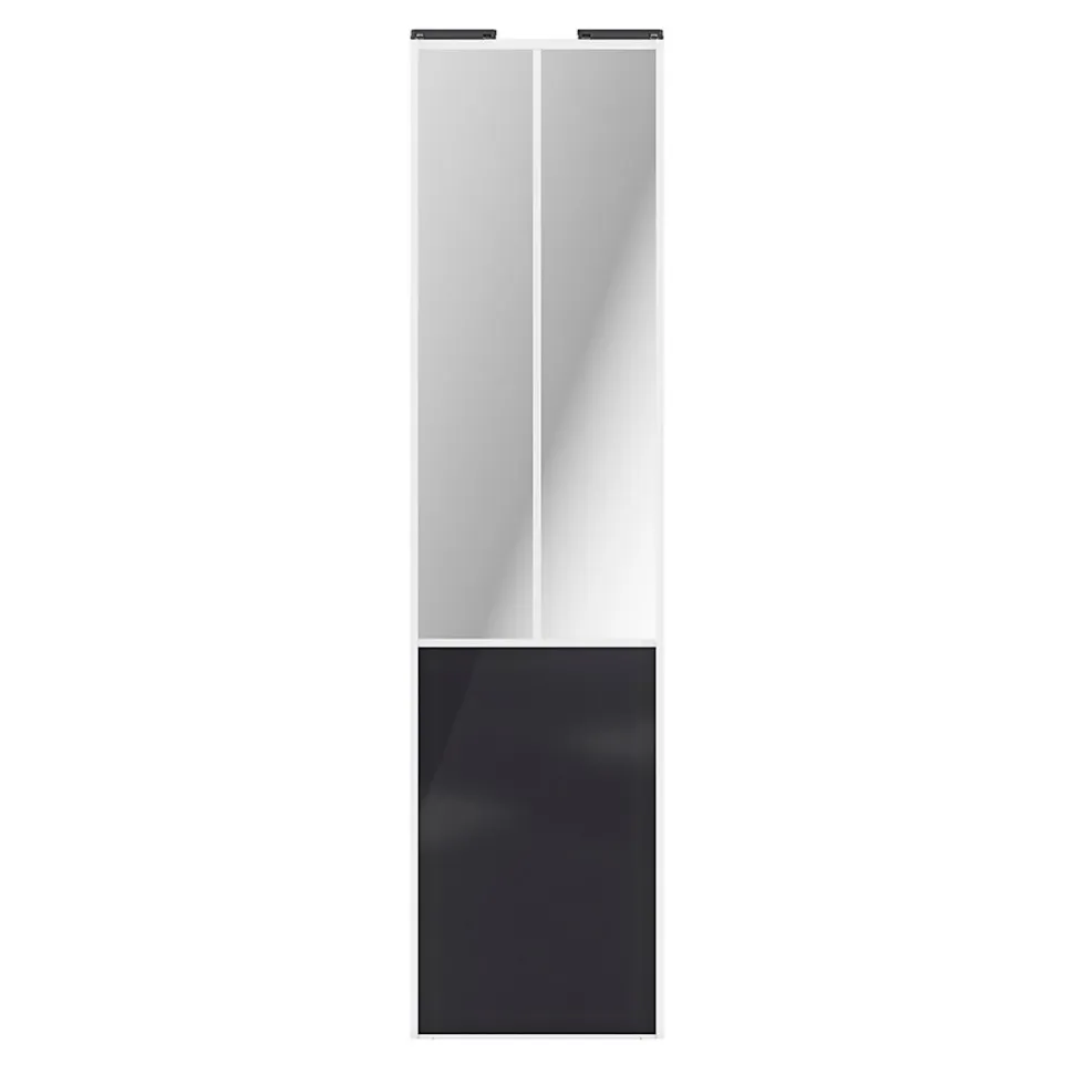 Porte de placard coulissante atelier noir profil blanc GoodHome Arius H. 248,5 x L. 61.2 cm + amortisseurs