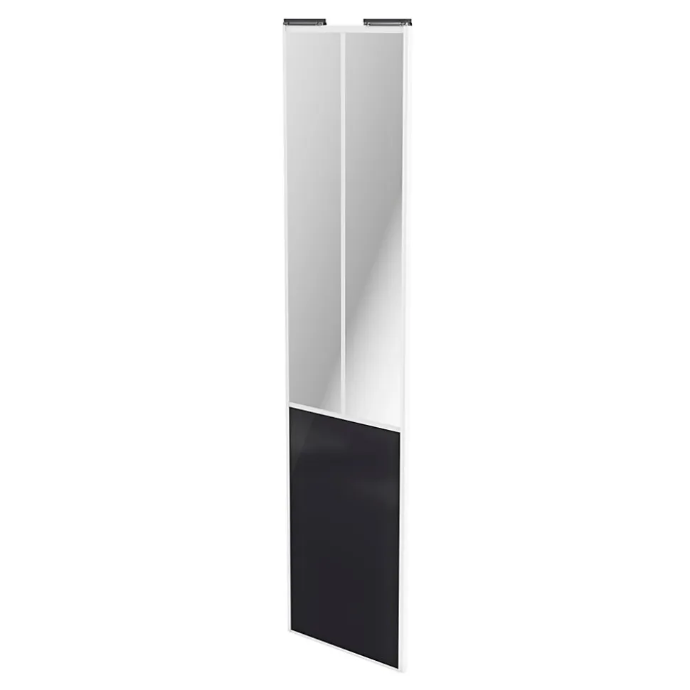 Porte de placard coulissante atelier noir profil blanc GoodHome Arius H. 248,5 x L. 61.2 cm + amortisseurs
