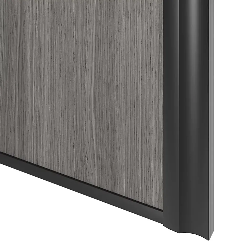 Porte de placard coulissante atelier effet chêne grisé profil noir GoodHome Arius H. 248,5 x L. 61.2 cm + amortisseurs