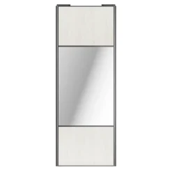 Porte de placard coulissante avec miroir bois nordique profil gris GoodHome Arius H. 248,5 x L. 92.2 cm + amortisseurs