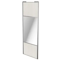 Porte de placard coulissante avec miroir bois nordique profil gris GoodHome Arius H. 248,5 x L. 92.2 cm + amortisseurs