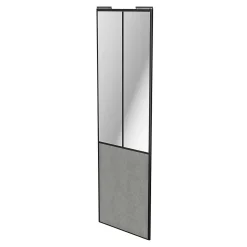 Porte de placard coulissante atelier béton profil noir GoodHome Arius H. 248,5 x L. 76.2 cm + amortisseurs
