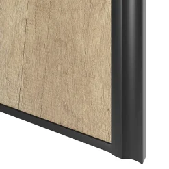 Porte de placard coulissante atelier effet chêne brut profil noir GoodHome Arius H. 248,5 x L. 91.2 cm + amortisseurs