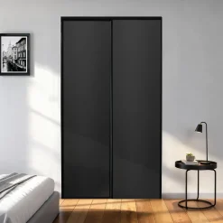 Porte de placard coulissante décor noir 120 x 250 cm vendue par 2
