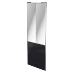 Porte de placard coulissante atelier noir profil gris GoodHome Arius H. 248,5 x L. 91.2 cm + amortisseurs