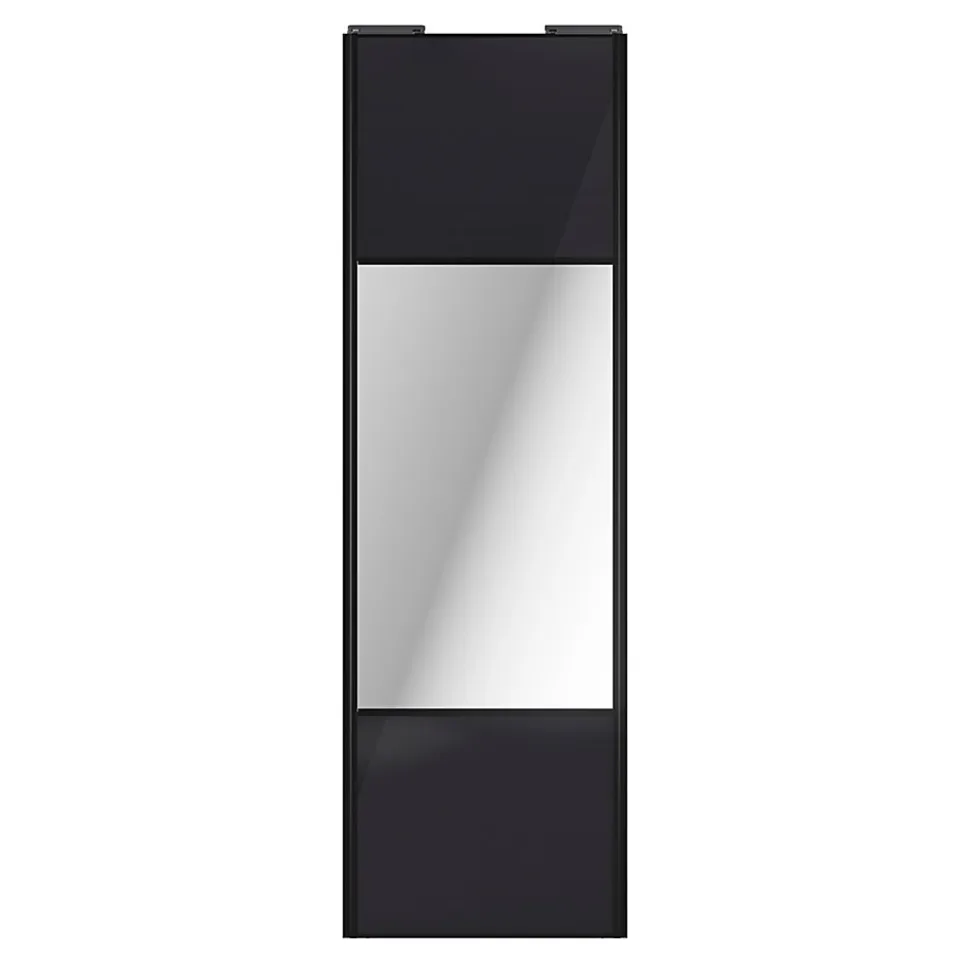 Porte de placard coulissante avec miroir noir profil noir GoodHome Arius H. 248,5 x L. 77.2 cm + amortisseurs