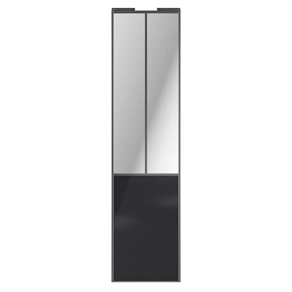 Porte de placard coulissante atelier noir profil gris GoodHome Arius H. 248,5 x L. 61.2 cm + amortisseurs