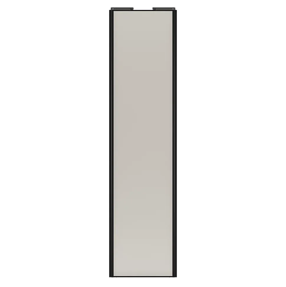 Porte de placard coulissante gris clair mat profil noir GoodHome Arius H. 248,5 x L. 62.2 cm + amortisseurs