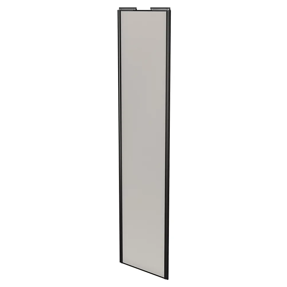 Porte de placard coulissante gris clair mat profil noir GoodHome Arius H. 248,5 x L. 62.2 cm + amortisseurs