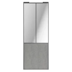Porte de placard coulissante atelier béton profil gris GoodHome Arius H. 248,5 x L. 91.2 cm + amortisseurs