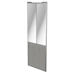 Porte de placard coulissante atelier béton profil gris GoodHome Arius H. 248,5 x L. 91.2 cm + amortisseurs
