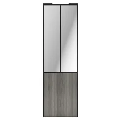 Porte de placard coulissante atelier effet chêne grisé profil noir GoodHome Arius H. 248,5 x L. 76.2 cm + amortisseurs