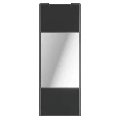Porte de placard coulissante avec miroir anthracite profil gris GoodHome Arius H. 248,5 x L. 92.2 cm + amortisseurs
