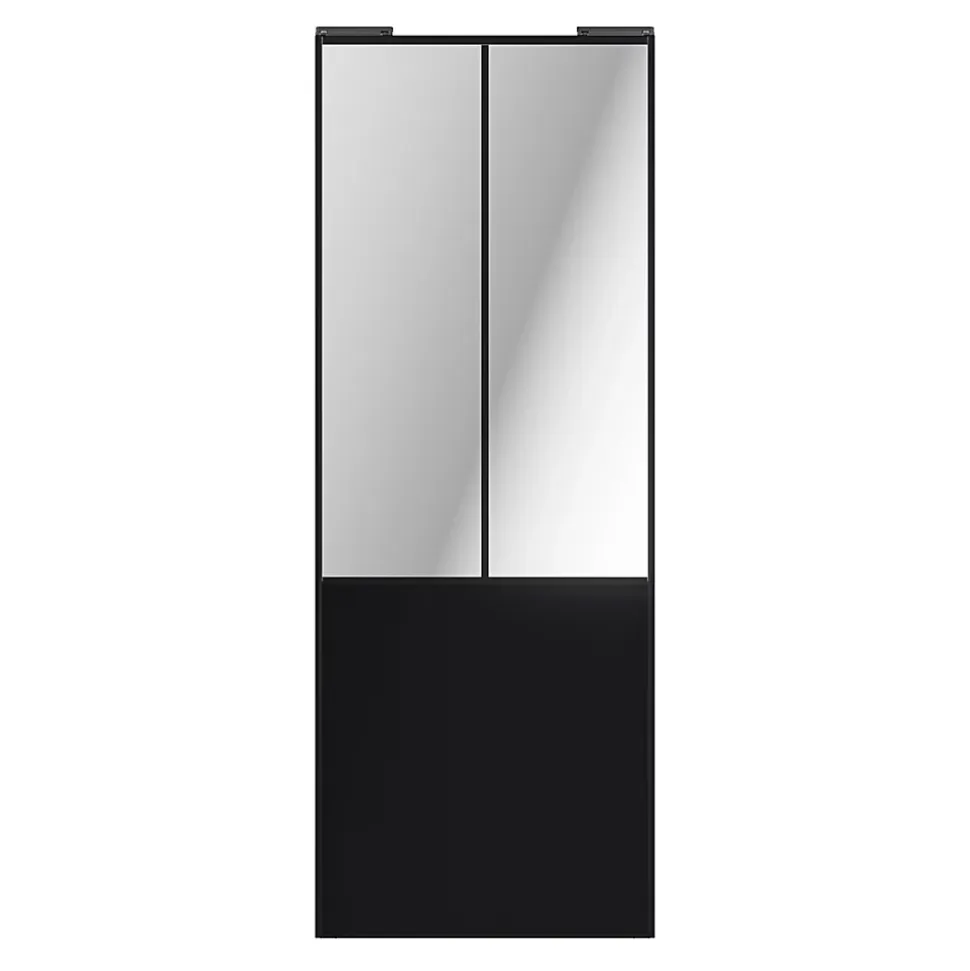 Porte de placard coulissante atelier noir mat profil noir GoodHome Arius H. 248,5 x L. 91.2 cm + amortisseurs