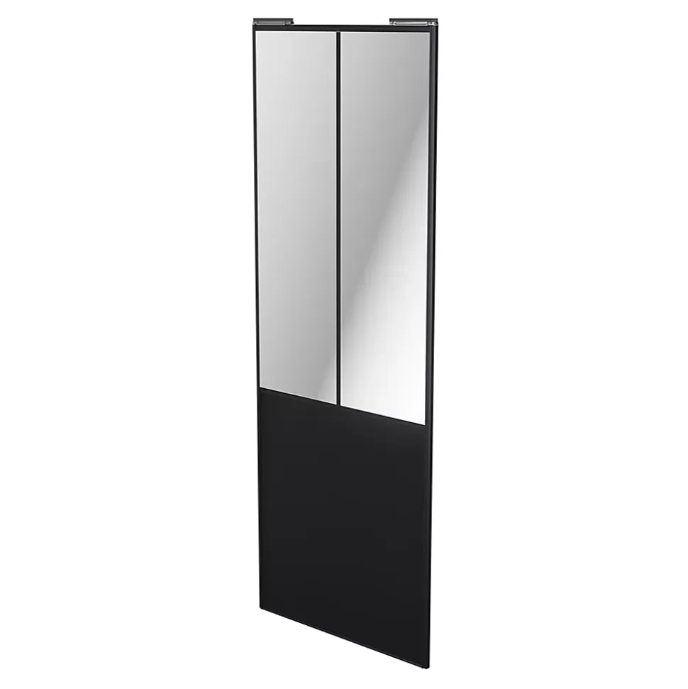 Porte de placard coulissante atelier noir mat profil noir GoodHome Arius H. 248,5 x L. 91.2 cm + amortisseurs