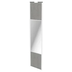Porte de placard coulissante avec miroir béton profil blanc GoodHome Arius H. 248,5 x L. 62.2 cm + amortisseurs