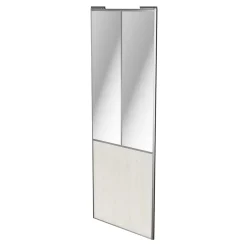 Porte de placard coulissante atelier bois nordique profil gris GoodHome Arius H. 248,5 x L. 91.2 cm + amortisseurs