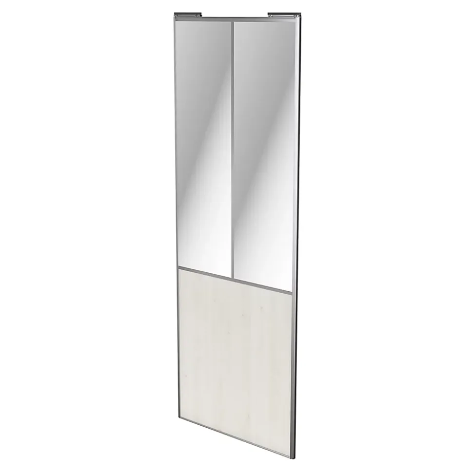 Porte de placard coulissante atelier bois nordique profil gris GoodHome Arius H. 248,5 x L. 91.2 cm + amortisseurs