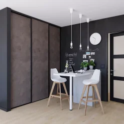Porte de placard coulissante gris antique profil noir GoodHome Arius H. 248,5 x L. 77.2 cm + amortisseurs