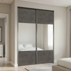 Porte de placard coulissante avec miroir gris antique profil gris GoodHome Arius H. 248,5 x L. 92.2 cm + amortisseurs