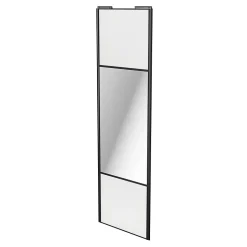 Porte de placard coulissante avec miroir blanc profil noir GoodHome Arius H. 248,5 x L. 77.2 cm + amortisseurs